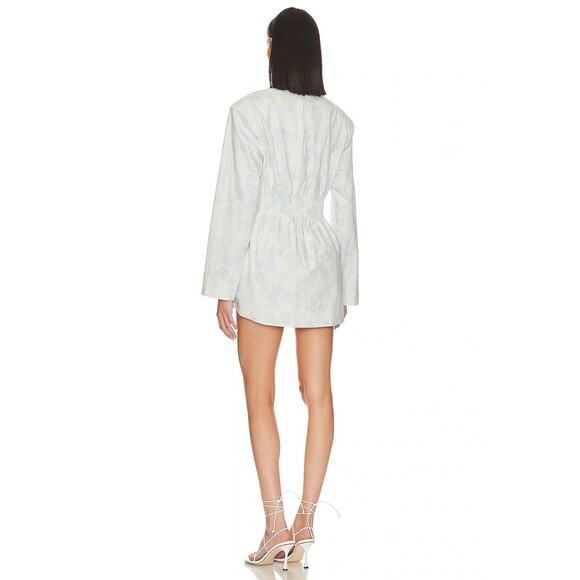 For Love and Lemons Blazer Mini Dress Blue and White Chantal Large - Picture 2 of 12